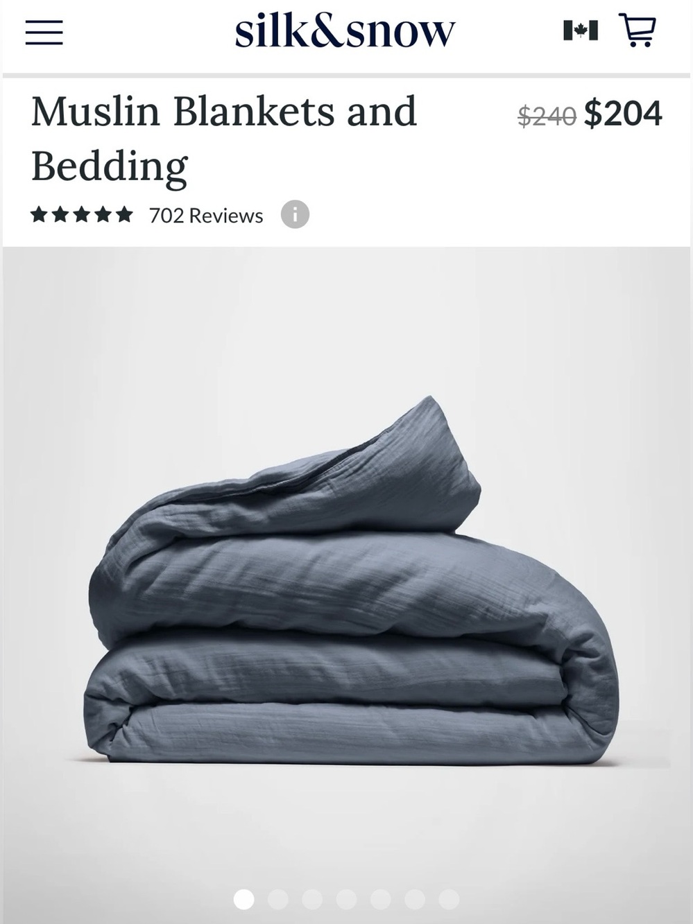 $230.52 Silk&Snow 100% Cotton Muslin Duvet Cover, Tempest Blue, King